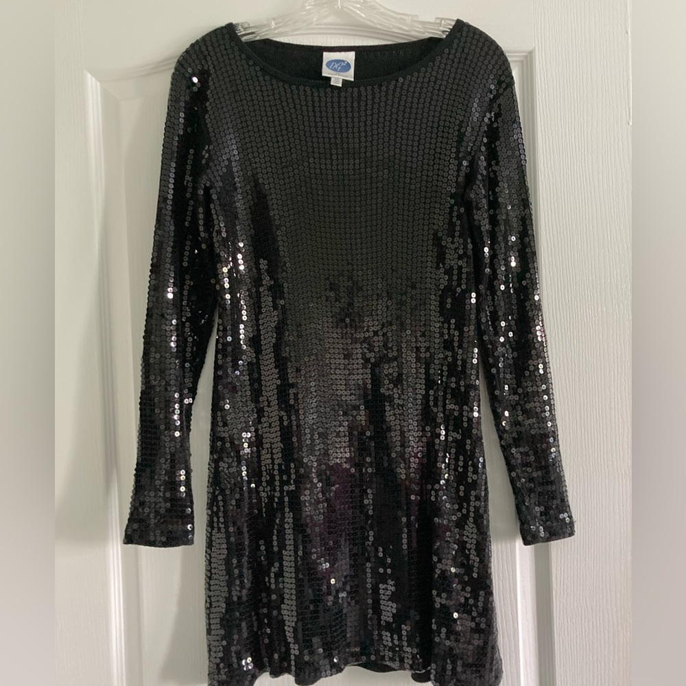 🖤Beautiful DIANE GILMAN DG2 Black Sequin Long Sleeve Dress Size XS
